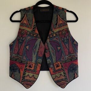 Multicolor Vintage Geometric Vest